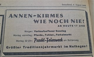 Werbung 1955 für den Traditionsjahrmarkt im Nethegau. - Simone Flörke/Repro Werbung 1955 für den Traditionsjahrmarkt im Nethegau. - Simone Flörke/Repro