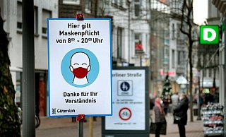 In der Berliner Straße in der Gütersloher Fussgängerzone gilt von 8 bis 20 Uhr die Maskenpflicht. - Andreas Frücht In der Berliner Straße in der Gütersloher Fussgängerzone gilt von 8 bis 20 Uhr die Maskenpflicht. - Andreas Frücht