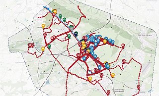 Ein buntes Wirrwarr: Auf der digitalen Karten von MoBiel sind die Vorschläge der Senner und Sennestädter zu Bus- und Bahnlinien, Haltepunkten, Park+Ride sowie Bike+Ride eingetragen und einsehbar. - MoBiel Ein buntes Wirrwarr: Auf der digitalen Karten von MoBiel sind die Vorschläge der Senner und Sennestädter zu Bus- und Bahnlinien, Haltepunkten, Park+Ride sowie Bike+Ride eingetragen und einsehbar. - MoBiel