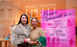 Christin Szilágyi und Nadiya Schütte haben sich gemeinsam das Konzept für den Frauenflohmarkt im leer stehenden Fashion Store ausgedacht. Das Event findet jetzt zum zweiten - aber sicher rnicht zum letzten Mal - in Lübbecke statt. - Sonja Vollmer Christin Szilágyi und Nadiya Schütte haben sich gemeinsam das Konzept für den Frauenflohmarkt im leer stehenden Fashion Store ausgedacht. Das Event findet jetzt zum zweiten - aber sicher rnicht zum letzten Mal - in Lübbecke statt. - Sonja Vollmer