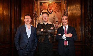 Musk (Mitte) und Farage (rechts) hatten sich erst im Dezember in Florida getroffen. Links der Schatzmeister von Reform UK, Nick Candy. (Archivbild) - Stuart Mitchell/Reform Uk/PA Media/dpa Musk (Mitte) und Farage (rechts) hatten sich erst im Dezember in Florida getroffen. Links der Schatzmeister von Reform UK, Nick Candy. (Archivbild) - Stuart Mitchell/Reform Uk/PA Media/dpa