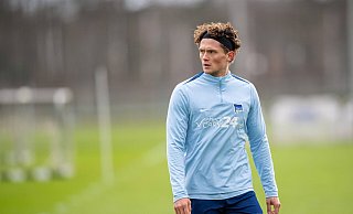 Herthas Flügelspieler Fabian Reese trainiert seit Dienstag wieder mit der Mannschaft. Gibt es keinen Rückschlag, steht er im Spiel gegen den SC Paderborn im Kader. - imago images Herthas Flügelspieler Fabian Reese trainiert seit Dienstag wieder mit der Mannschaft. Gibt es keinen Rückschlag, steht er im Spiel gegen den SC Paderborn im Kader. - imago images