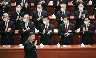 Chinas Präsident Xi Jinping vor der Eröffnungszeremonie des 20. Nationalen Kongresses der Kommunistischen Partei. - Kyodo/dpa Chinas Präsident Xi Jinping vor der Eröffnungszeremonie des 20. Nationalen Kongresses der Kommunistischen Partei. - Kyodo/dpa