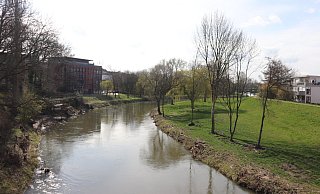 Gewässerschau: Die Werre, Blick von der Kronprinzenbrücke aus Richtung Bad Oeynhausen. - Susanne Barth Gewässerschau: Die Werre, Blick von der Kronprinzenbrücke aus Richtung Bad Oeynhausen. - Susanne Barth
