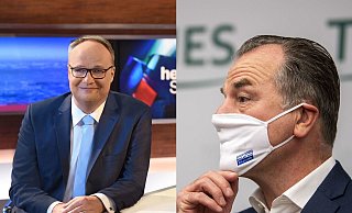 "Heute Show"-Moderator Oliver Welke (l.) und Fleischkonzern-Chef Clemens Tönnies. - picture alliance "Heute Show"-Moderator Oliver Welke (l.) und Fleischkonzern-Chef Clemens Tönnies. - picture alliance