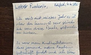 Der Brief aus der Flaschenpost war vermutlich etwas mehr als zwei Jahre in der Nordsee unterwegs. - Privat Der Brief aus der Flaschenpost war vermutlich etwas mehr als zwei Jahre in der Nordsee unterwegs. - Privat