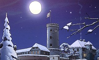 Die winterliche Sparrenburg ist das Motiv des neuen Adventskalenders. - Wolfgang Rudolf Die winterliche Sparrenburg ist das Motiv des neuen Adventskalenders. - Wolfgang Rudolf
