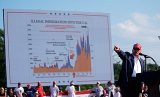 Der republikanische Präsidentschaftsbewerber und ehemalige Präsident Donald Trump spricht während einer Wahlkampfveranstaltung. - Evan Vucci/AP/dpa Der republikanische Präsidentschaftsbewerber und ehemalige Präsident Donald Trump spricht während einer Wahlkampfveranstaltung. - Evan Vucci/AP/dpa