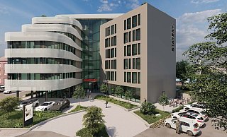 So wird es aussehen: Links der Tower mit den Büros, rechts das hotelartige Appartement-Haus. Entworfen hat diesen Komplex, ebenso wie das übrige Gelände, ein Bielefelder Architekturbüro. - jonek + dressler architekten So wird es aussehen: Links der Tower mit den Büros, rechts das hotelartige Appartement-Haus. Entworfen hat diesen Komplex, ebenso wie das übrige Gelände, ein Bielefelder Architekturbüro. - jonek + dressler architekten