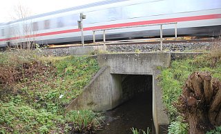 Der Markbach in Kirchlengern kreuzt auch die Bahnlinie. - Florian Weyand Der Markbach in Kirchlengern kreuzt auch die Bahnlinie. - Florian Weyand