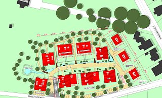 So soll das neue Wohnquartier aussehen. Unten verläuft die Brackfeldstraße, rechts die Nordhofstraße. - Architektur- u. Planungsbüro Andreas von Unruh So soll das neue Wohnquartier aussehen. Unten verläuft die Brackfeldstraße, rechts die Nordhofstraße. - Architektur- u. Planungsbüro Andreas von Unruh