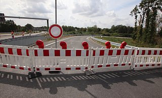 Abzweig dicht: Die Verbindung von der Nordumgehung zur Abfahrt Gohfeld ist gesperrt. - Jörg Stuke Abzweig dicht: Die Verbindung von der Nordumgehung zur Abfahrt Gohfeld ist gesperrt. - Jörg Stuke