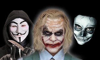 Als Anonymous, Joker oder Totenkopf maskiert haben unbekannte Täter in den letzten Tagen mehrere Supermärkte und Tankstellen überfallen. - Felix Eisele Als Anonymous, Joker oder Totenkopf maskiert haben unbekannte Täter in den letzten Tagen mehrere Supermärkte und Tankstellen überfallen. - Felix Eisele