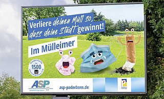 Mit Motiven wie diesen wirbt der ASP auf städtischen Werbeflächen und im Internet für mehr Achtsamkeit im Umgang mit dem Abfall. - ASP Mit Motiven wie diesen wirbt der ASP auf städtischen Werbeflächen und im Internet für mehr Achtsamkeit im Umgang mit dem Abfall. - ASP