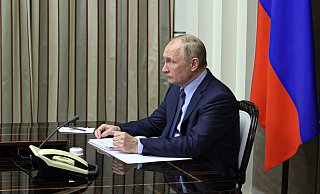 Russlands Präsident Putin Anfang Dezember während eines Videogesprächs mit US-Präsident Biden. - Foto: Mikhail Metzel/Pool Sputnik Kremlin/AP/dpa Russlands Präsident Putin Anfang Dezember während eines Videogesprächs mit US-Präsident Biden. - Foto: Mikhail Metzel/Pool Sputnik Kremlin/AP/dpa