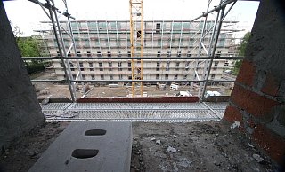 Blick aus einer der oberen Etagen der neuen Appartementhäuser, die zum Jahresbeginn 2021 bezogen werden sollen. - Peter Steinert Blick aus einer der oberen Etagen der neuen Appartementhäuser, die zum Jahresbeginn 2021 bezogen werden sollen. - Peter Steinert