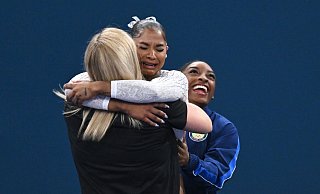 Jordan Chiles erlebt seit dem olympischen Turnen ein Wechselbad der Gefühle. - Marijan Murat/dpa Jordan Chiles erlebt seit dem olympischen Turnen ein Wechselbad der Gefühle. - Marijan Murat/dpa