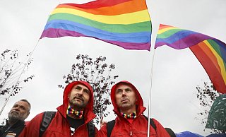 Teilnehmer des ersten Equality March in Nowy Sacz im September 2019. - picture alliance / NurPhoto Teilnehmer des ersten Equality March in Nowy Sacz im September 2019. - picture alliance / NurPhoto