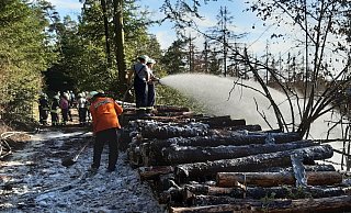 Knapp zwei Kilometer Schlauchleitung kamen am Sonntagnachmittag zusammen, um die Flammen im Forst abzulöschen. - Freiwillige Feuerwehr Marsberg Knapp zwei Kilometer Schlauchleitung kamen am Sonntagnachmittag zusammen, um die Flammen im Forst abzulöschen. - Freiwillige Feuerwehr Marsberg