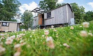In der Wagenburg stehen kleine, moderne Tinyhäuser inmitten der Natur. Für den Kurzurlaub vor der Haustür. - Niedersächsische Landesforsten In der Wagenburg stehen kleine, moderne Tinyhäuser inmitten der Natur. Für den Kurzurlaub vor der Haustür. - Niedersächsische Landesforsten