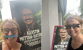 Kerstin Metten-Raterink schminkt die Kritzeleien fürs Foto nach. - privat Kerstin Metten-Raterink schminkt die Kritzeleien fürs Foto nach. - privat