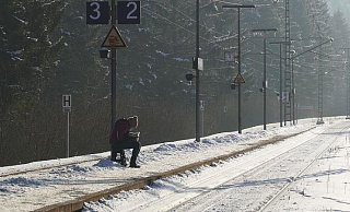 So wie hier im Kreis Höxter sah es in der vergangenen Woche an vielen Bahnsteigen in OWL aus: Nichts ging mehr auf den eingeschneiten Gleisen. - Jessica Eberle So wie hier im Kreis Höxter sah es in der vergangenen Woche an vielen Bahnsteigen in OWL aus: Nichts ging mehr auf den eingeschneiten Gleisen. - Jessica Eberle