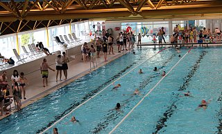 Der Andrang an Beckenrand der Schwimmoper ist beim Schwimmabzeichen-Tag in Paderborn groß. Im Wasser kämpft der Nachwuchs für den Erfolg. Fotos: Moritz Jülich - Moritz Jülich Der Andrang an Beckenrand der Schwimmoper ist beim Schwimmabzeichen-Tag in Paderborn groß. Im Wasser kämpft der Nachwuchs für den Erfolg. Fotos: Moritz Jülich - Moritz Jülich
