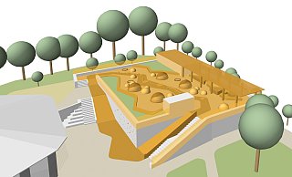 Der flächensparende Entwurf für die neue Sporthalle der Grundschule Stiftberg, der gleichzeitig den Vorgaben des Denkmalschutzes genügt, wurde jetzt im Schulausschuss vorgestellt. - brewittarchitektur+ANNABAU Der flächensparende Entwurf für die neue Sporthalle der Grundschule Stiftberg, der gleichzeitig den Vorgaben des Denkmalschutzes genügt, wurde jetzt im Schulausschuss vorgestellt. - brewittarchitektur+ANNABAU