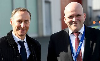 Seit 2013 arbeiten Airport-Geschäftsführer Marc Cezanne (l.) und Prokurist Roland Hüser zusammen. - Archivfoto: Marc Köppelmann Seit 2013 arbeiten Airport-Geschäftsführer Marc Cezanne (l.) und Prokurist Roland Hüser zusammen. - Archivfoto: Marc Köppelmann
