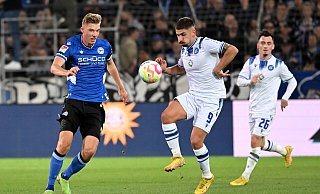 Benjamin Kanuric (l.) hat sich gegen eine Zukunft bei Arminia Bielefeld entschieden. - IMAGO/Ulrich Hufnagel Benjamin Kanuric (l.) hat sich gegen eine Zukunft bei Arminia Bielefeld entschieden. - IMAGO/Ulrich Hufnagel