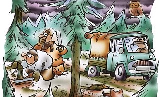 So stellt sich der Zeichner die Szene vor, in der Fritz Pleitgen und ein Schulkollege in einer Nacht- und Nebelaktion ein paar Weihnachtsbäume im nahen Wiehengebirge klauten. Im alten Lieferwagen wartet der Fluchtfahrer und geistige Vater der Aktion. Zeichnung: Heinrich Schwarze-Blanke, HSB-Cartoon - Zeichnung: HSB-Cartoon So stellt sich der Zeichner die Szene vor, in der Fritz Pleitgen und ein Schulkollege in einer Nacht- und Nebelaktion ein paar Weihnachtsbäume im nahen Wiehengebirge klauten. Im alten Lieferwagen wartet der Fluchtfahrer und geistige Vater der Aktion. Zeichnung: Heinrich Schwarze-Blanke, HSB-Cartoon - Zeichnung: HSB-Cartoon