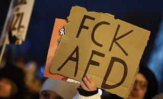 Bei einer Demonstration in Berlin werden Plakate gegen die AfD hoch gehalten. - AFP or licensors Bei einer Demonstration in Berlin werden Plakate gegen die AfD hoch gehalten. - AFP or licensors