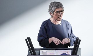 Aus Sicht von Britta Haßelmann, Chefin der Grünen im Deutschen Bundestag, gehört Wladimir Putin vor Gericht. - picture alliance / Flashpic | Jens Krick Aus Sicht von Britta Haßelmann, Chefin der Grünen im Deutschen Bundestag, gehört Wladimir Putin vor Gericht. - picture alliance / Flashpic | Jens Krick