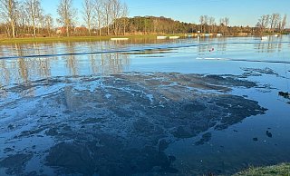 Am Montag waren am See der Wasserskianlage und am Nesthauser See bereits die deutlich wahrnehmbaren Rückstände entdeckt worden. - Ralph Meyer Am Montag waren am See der Wasserskianlage und am Nesthauser See bereits die deutlich wahrnehmbaren Rückstände entdeckt worden. - Ralph Meyer