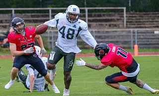 Runningback Jalen Starks (Mitte) war einer der besten Punktelieferanten dieser Saison für die Bulldogs. Er soll wiederkommen. - Andreas Zobe Runningback Jalen Starks (Mitte) war einer der besten Punktelieferanten dieser Saison für die Bulldogs. Er soll wiederkommen. - Andreas Zobe