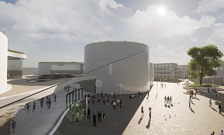 Verschiedene Ansichten zeigen, wie ein mögliches OWL-Forum aussehen könnte. - Drees & Sommer/Stadt Herford Verschiedene Ansichten zeigen, wie ein mögliches OWL-Forum aussehen könnte. - Drees & Sommer/Stadt Herford