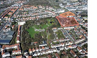 280 neue Wohnungen sollen entstehen. Auf der gelben Fläche dahinter sind bereits 336 Mini-Apartments in Bau. - Detlef Wittig/Bearbeitung: Jürgen Schultheiß 280 neue Wohnungen sollen entstehen. Auf der gelben Fläche dahinter sind bereits 336 Mini-Apartments in Bau. - Detlef Wittig/Bearbeitung: Jürgen Schultheiß