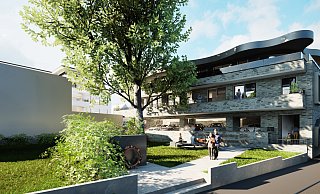 So soll das neue Gebäude im Herzen von Bünde aussehen. Vorne links ist das Mahnmal für die ermordeten Juden zu erkennen. - Architekturbüro Hartmann & Kollegen So soll das neue Gebäude im Herzen von Bünde aussehen. Vorne links ist das Mahnmal für die ermordeten Juden zu erkennen. - Architekturbüro Hartmann & Kollegen