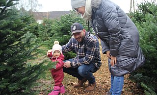 Auch mit einem Jahr berät Stina ihre Eltern Jördis und Patrick Knoche schon beim Weihnachsbaumkauf. - Andreas Jürgensmeyer Auch mit einem Jahr berät Stina ihre Eltern Jördis und Patrick Knoche schon beim Weihnachsbaumkauf. - Andreas Jürgensmeyer