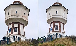 Vorher - nachher: Der Wasserturm ist das Wahrzeichen Langeoogs. Durch eine Bielefelder Schülerin und eine Spezialfirma sieht er wieder blitzblank aus (r.). - Aquatec GmbH Vorher - nachher: Der Wasserturm ist das Wahrzeichen Langeoogs. Durch eine Bielefelder Schülerin und eine Spezialfirma sieht er wieder blitzblank aus (r.). - Aquatec GmbH