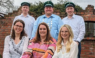 Paul Kukuk und Johanna Schlüter (v. l.), Benjamin und Teresa Kukuk sowie Philipp Kukuk und Sonja Beranek. - Schützen Paul Kukuk und Johanna Schlüter (v. l.), Benjamin und Teresa Kukuk sowie Philipp Kukuk und Sonja Beranek. - Schützen