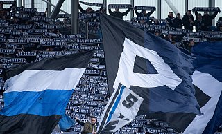 Samt Mottoschal versuchten die Fans, Arminia Bielefeld zum Sieg zu pushen. Am Ende war ihre Geduld endgültig aufgebraucht. - picture alliance/dpa Samt Mottoschal versuchten die Fans, Arminia Bielefeld zum Sieg zu pushen. Am Ende war ihre Geduld endgültig aufgebraucht. - picture alliance/dpa