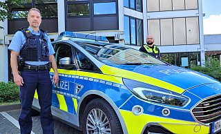 Patrick Bieck (links) ist Dienstgruppenleiter der Wache Minden, Jamie Curtis ist als Einsatztrainer für die Kreispolizei tätig. - Sebastian Radermacher Patrick Bieck (links) ist Dienstgruppenleiter der Wache Minden, Jamie Curtis ist als Einsatztrainer für die Kreispolizei tätig. - Sebastian Radermacher