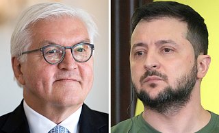 Drei Wochen nach dem Eklat um die Ausladung von Bundespräsident Frank-Walter Steinmeier stehen die Zeichen auf Versöhnung: In einem Telefonat mit Steinmeier lud der ukrainische Präsident Wolodymyr Selenskyj am Donnerstag den Bundespräsidenten und die gesamte Bundesregierung in die Ukraine ein. - Jutrczenka/Lukatsky/dpa/AP/dpa Drei Wochen nach dem Eklat um die Ausladung von Bundespräsident Frank-Walter Steinmeier stehen die Zeichen auf Versöhnung: In einem Telefonat mit Steinmeier lud der ukrainische Präsident Wolodymyr Selenskyj am Donnerstag den Bundespräsidenten und die gesamte Bundesregierung in die Ukraine ein. - Jutrczenka/Lukatsky/dpa/AP/dpa