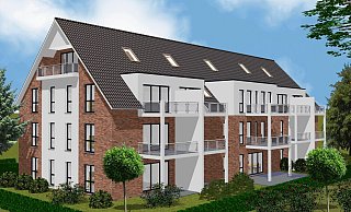 An der Hermann-Windel-Straße entsteht derzeit ein dreistöckiger Neubau mit Seniorenwohnungen. Und großen Balkonen. - Grafik An der Hermann-Windel-Straße entsteht derzeit ein dreistöckiger Neubau mit Seniorenwohnungen. Und großen Balkonen. - Grafik