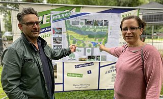 Die Landschaftsarchitekten Marco Genser und Katharina Krause sind die Planer der „Area 61" im Gütersloher Westen. - Christian Bröder Die Landschaftsarchitekten Marco Genser und Katharina Krause sind die Planer der „Area 61" im Gütersloher Westen. - Christian Bröder