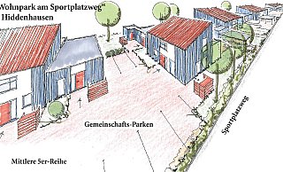 So könnte der Wohnpark am Sportplatzweg künftig aussehen. - Planungsgruppe A+C, Löhne/Schultheiß So könnte der Wohnpark am Sportplatzweg künftig aussehen. - Planungsgruppe A+C, Löhne/Schultheiß