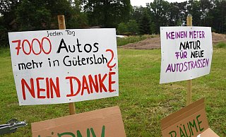 Der Bau der Ortsumgehung Ummeln würde laut Prognosen das Kfz-Aufkommen auf Gütersloher Gebiet noch einmal deutlich erhöhen. Dagegen hat es bereits Proteste gegeben. - Barbara Franke Der Bau der Ortsumgehung Ummeln würde laut Prognosen das Kfz-Aufkommen auf Gütersloher Gebiet noch einmal deutlich erhöhen. Dagegen hat es bereits Proteste gegeben. - Barbara Franke