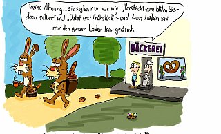 Nicht alle Herforder Bäckereien haben über die Feiertage geöffnet. - Cartoon: Eike J. Horstmann Nicht alle Herforder Bäckereien haben über die Feiertage geöffnet. - Cartoon: Eike J. Horstmann