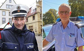 Bernd Kukat (l.) hat sich in den Ruhestand verabschiedet, für Stieghorst/Oldentrup ist ab sofort Frank Langkamp (r.) zuständig. - Christian Weische, Polizei Bernd Kukat (l.) hat sich in den Ruhestand verabschiedet, für Stieghorst/Oldentrup ist ab sofort Frank Langkamp (r.) zuständig. - Christian Weische, Polizei